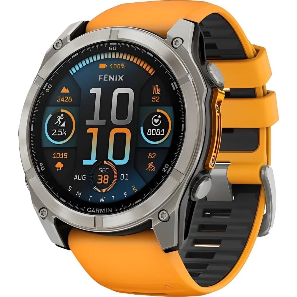 Relógio GPS Garmin Fenix 8 51mm AMOLED Sapphire - Titanium/Spark Orange Graphite (010-02905-10)