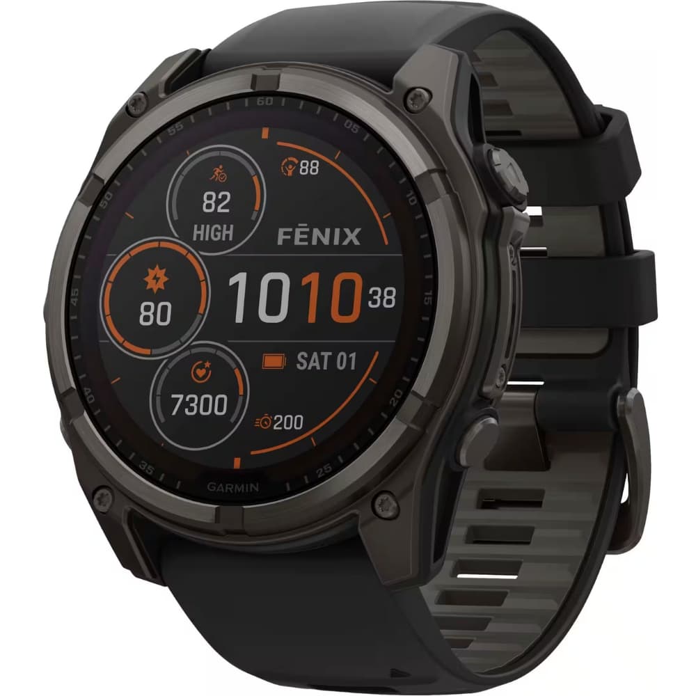 Relógio GPS Garmin Fenix 8 51mm Solar Sapphire - Carbon Gray DLC Titanium/Black Pebble Gray (010-02907-10)