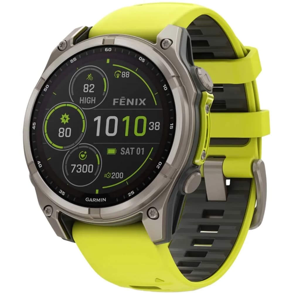 Relógio GPS Garmin Fenix 8 47mm Solar Sapphire 010-02906-20 - Titanium/Graphite Yellow