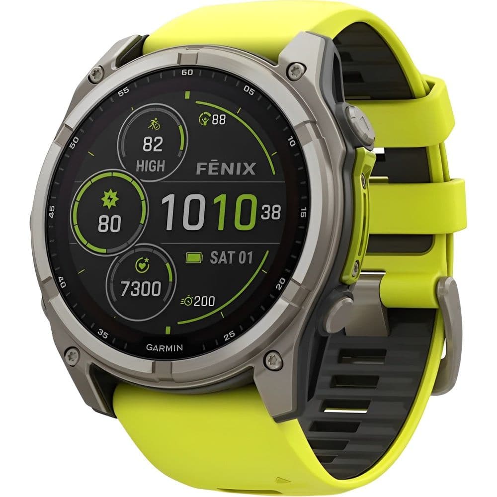 Relógio GPS Garmin Fenix 8 51mm Solar Sapphire 010-02907-20 - Titanium/Graphite Yellow
