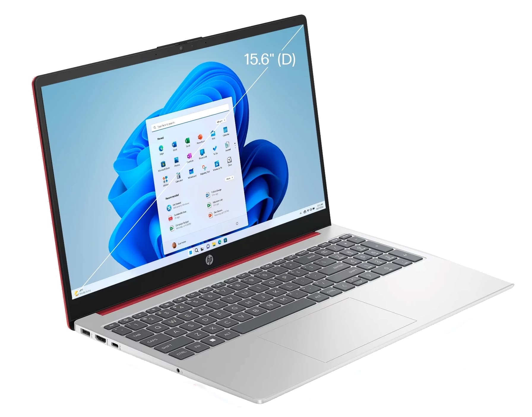 Notebook HP 15-FD083WM 15.6" Intel Pentium N200 4/128GB W11 - Silver/Red 1