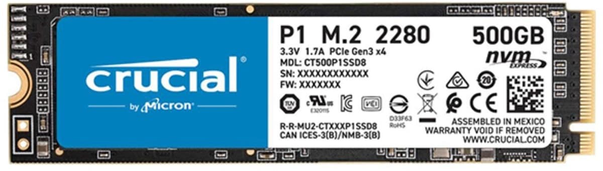SSD Crucial 500GB M.2 P2 CT500P2SSD8 NVMe 2300MB/s - Preto