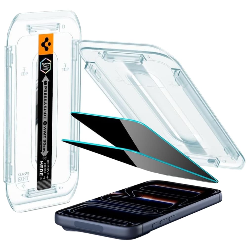 Pelicula Spigen para iPhone 17/17 Pro/16 Pro AGL07929 GlastR EZ Fit Privacy (2 Pack)
