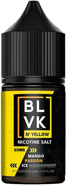 Essência Para Vaper BLVK N'Yellow Nicotine Salt 35mg Nicotina Mango Passion Ice - 30ml