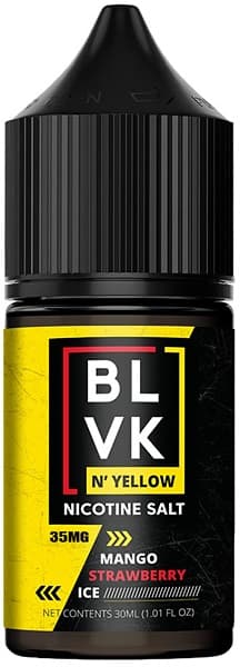 Essência Para Vaper BLVK N'Yellow 35mg Nicotina Salt Mango Strawberry Ice - 30ml