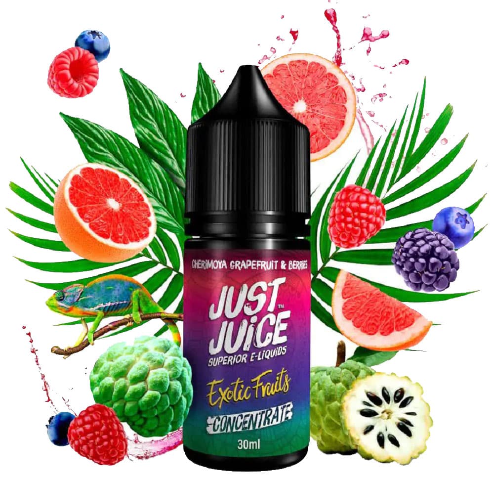 Essência Para Vaper Just Juice Exotic Fruits Salt 50mg Nicotina Cherimoya Grapefruit & Berries - 30ml