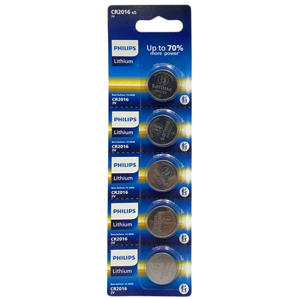 Pilha Botão Philips CR2016P5B/17 Lithium 3V (5 Unidades)