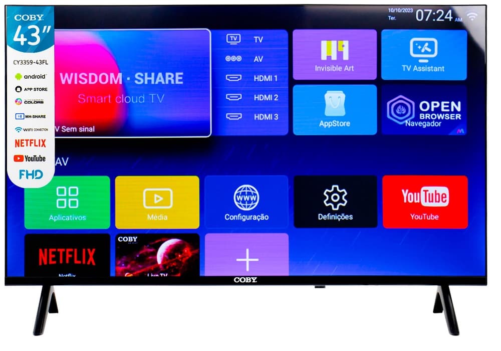 Smart TV LED Coby 43" CY3359-43FL Full HD