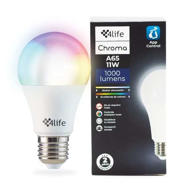 Lâmpada Smart 4Life Chroma A65 RGB 11W 1000 Lumens - Branca