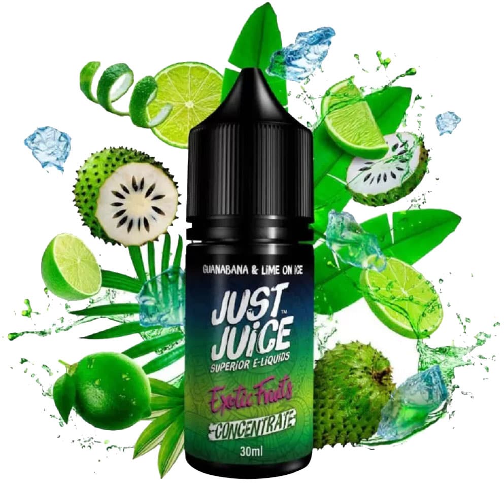 Essência Para Vaper Just Juice Exotic Fruits Salt 50mg Nicotina Guanabana & Lime On Ice - 30ml