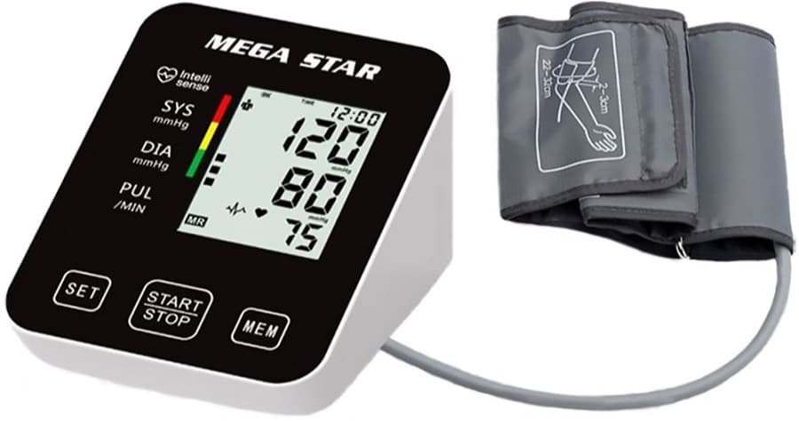 Medidor Digital de Pressão para braço MegaStar HT563 - Branco/Preto