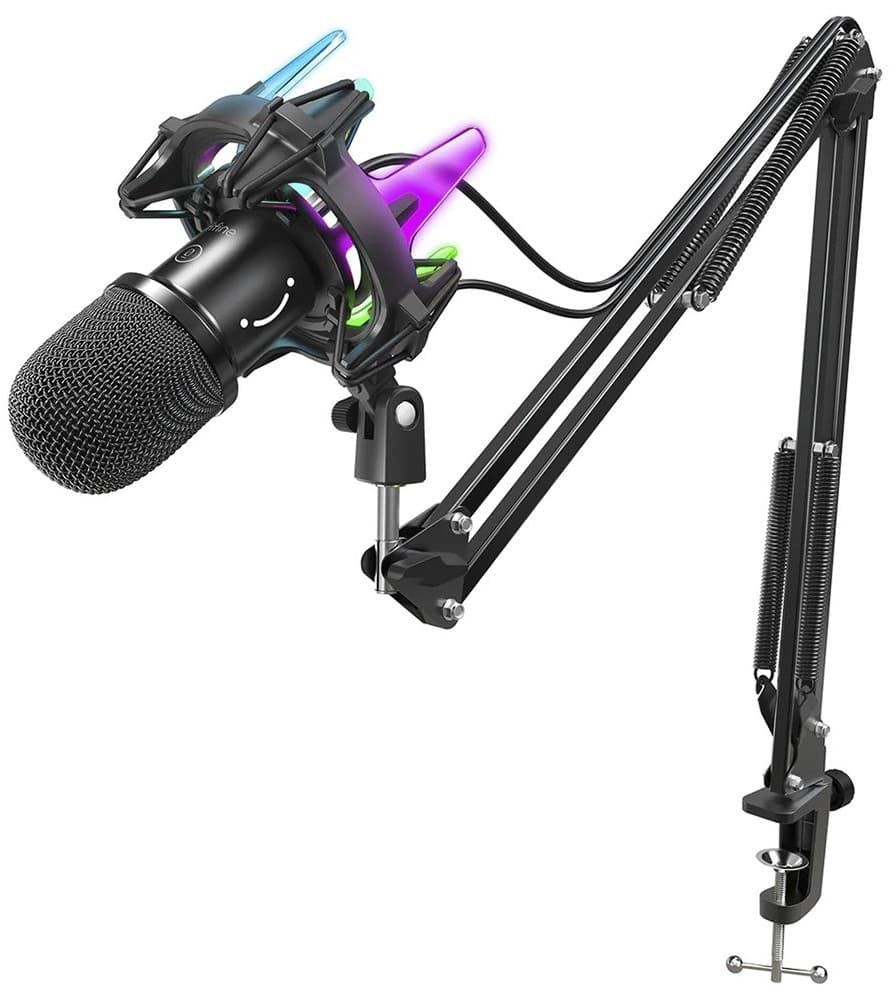 Microfone Fifine K651 Condenser Amplirocket Podcasting Cardioid Kit RGB - Preto