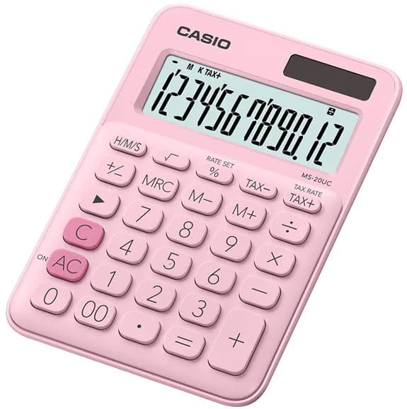 Calculadora Casio MS-20UC-PK 12 Dígitos - Rosa