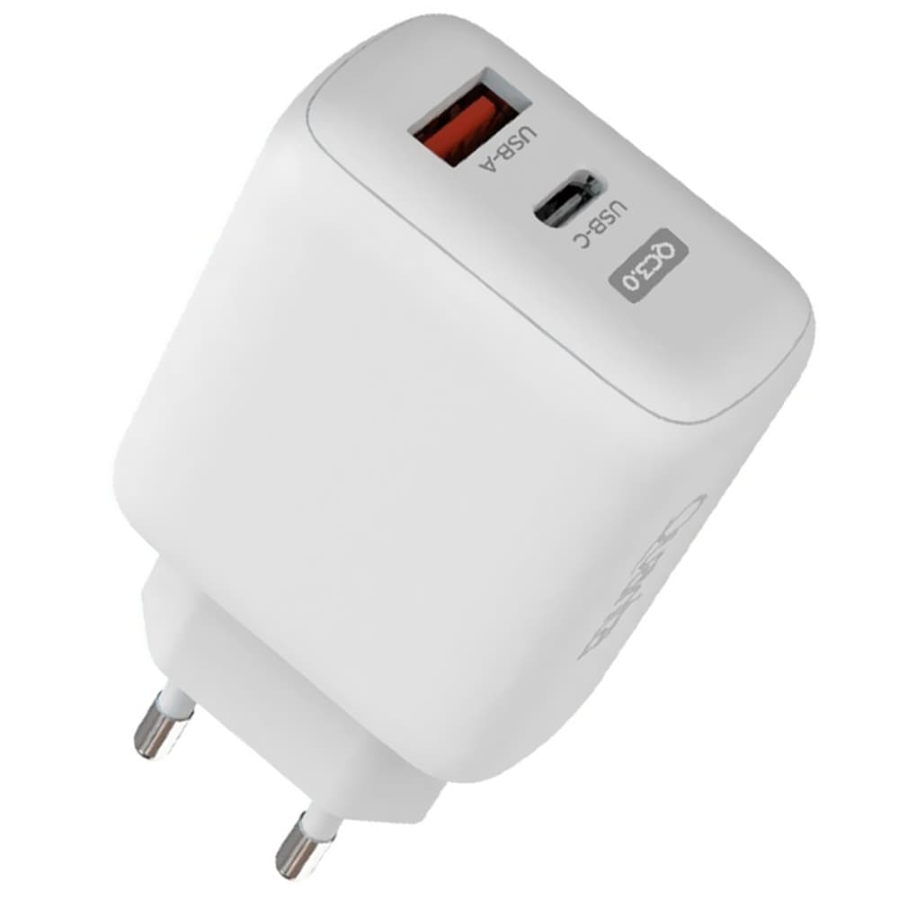 Carregador de Parede Quanta QTCCR45 USB-A/USB-C QC3.0 45W - White