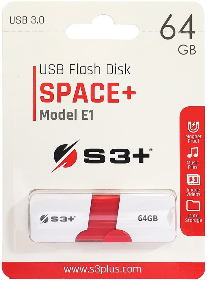 Pendrive S3+ Space+ Model E1 S3PD3003064BK 64GB 