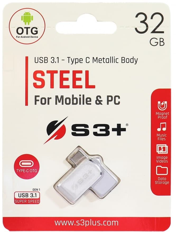 Pendrive S3+ Steel S3PD3104016AL-R 32GB