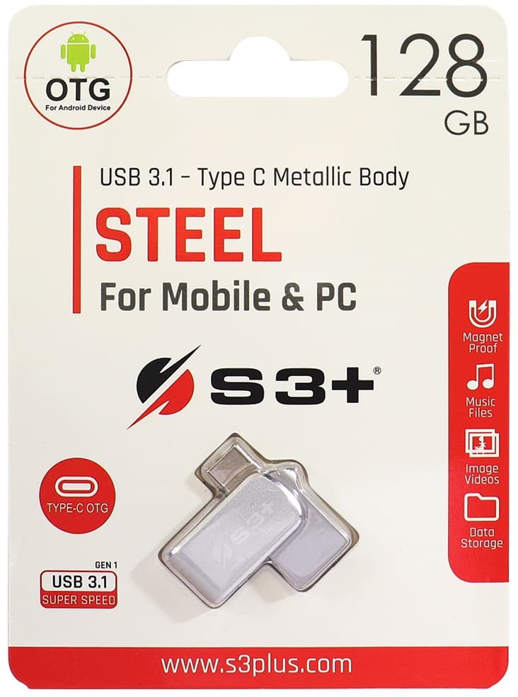 Pendrive S3+ Steel S3PD3104128AL-R 128GB 