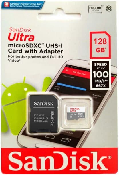 Memória microSD SanDisk Ultra 128GB SDSQUNR-128G-GN6MN 100MB/s