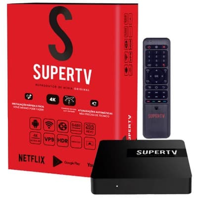Receptor  Super Tv Box Red S 4K Bluetooth/IPTV/Wi-Fi/DLNA/USB/MicroSD/Bivolt - Preto