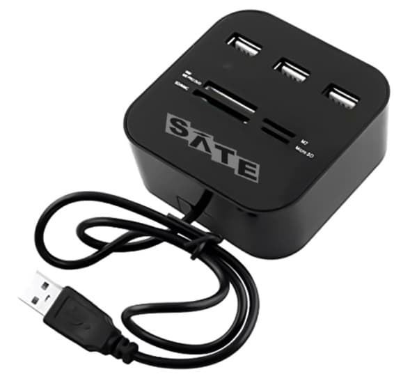 Hub Satellite A-HUB07 USB + Leitor de Memórias - Black 1