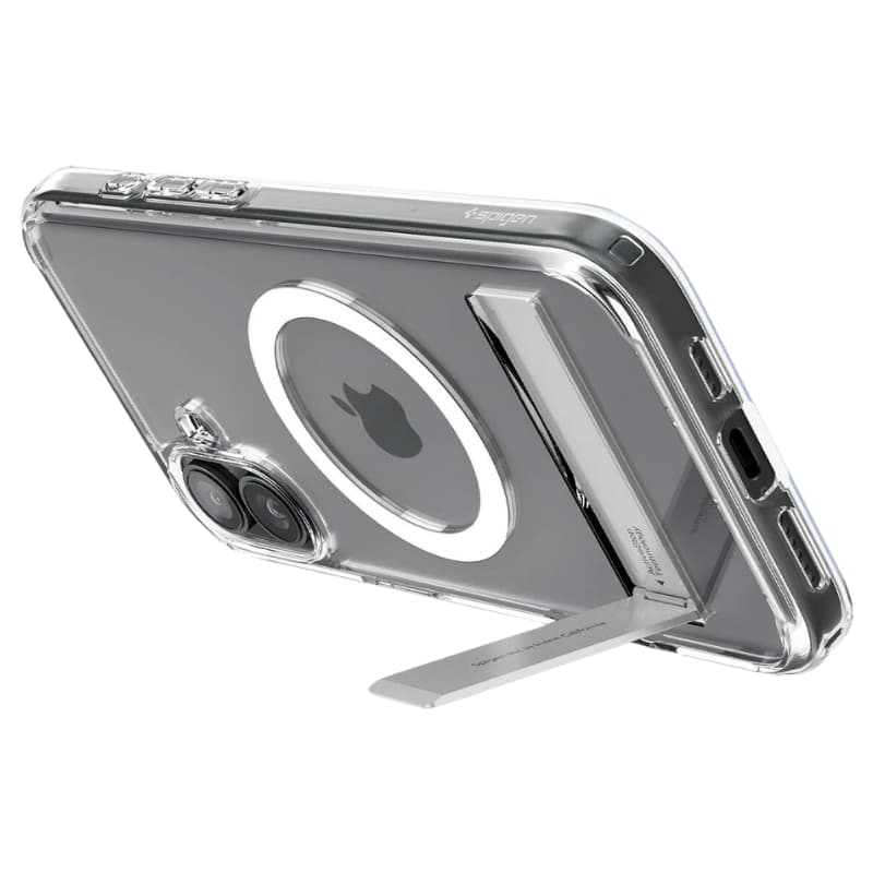 Capa Spigen iPhone 16 ACS08228 Slim Armor Essential S MagFit Stand - Crystal Clear 1