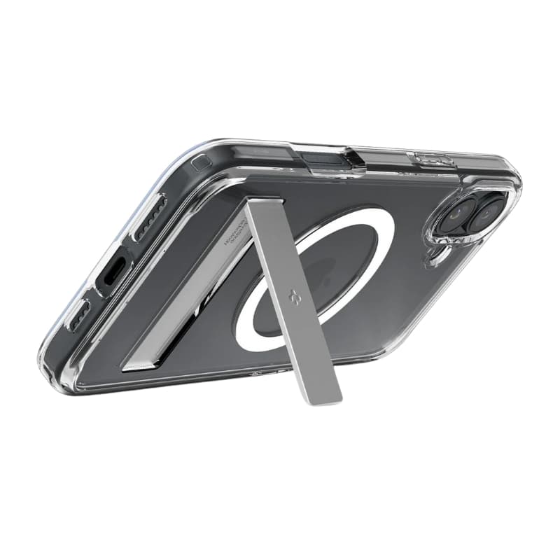 Capa Spigen iPhone 16 ACS08228 Slim Armor Essential S MagFit Stand - Crystal Clear 4