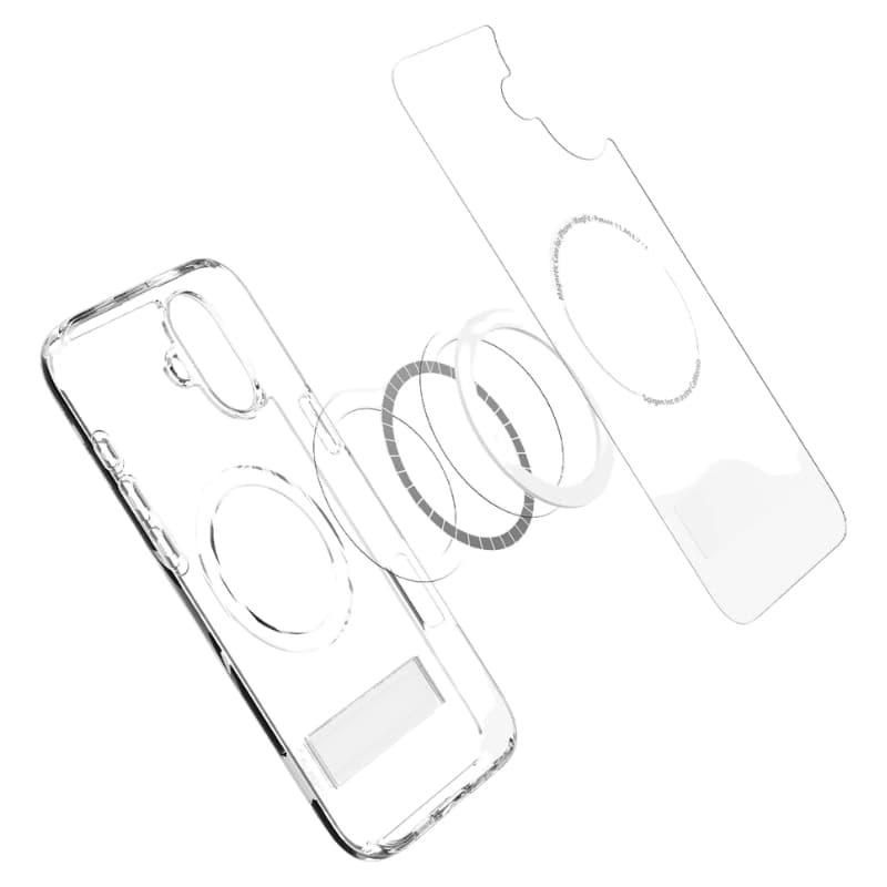 Capa Spigen iPhone 16 ACS08228 Slim Armor Essential S MagFit Stand - Crystal Clear 6