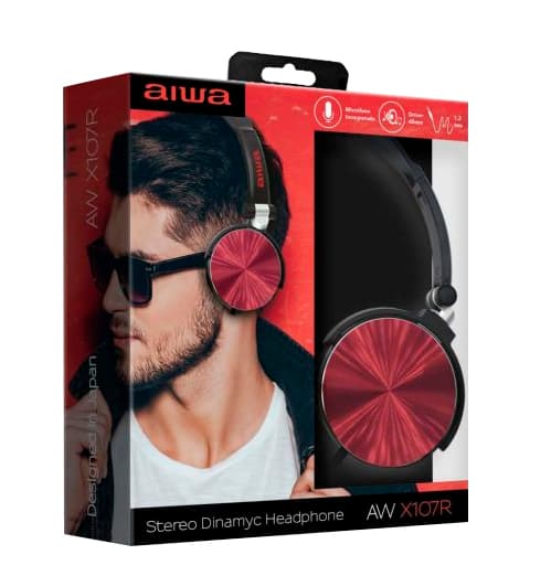 Fone de Ouvido Aiwa AW X107R - Black/Red 4