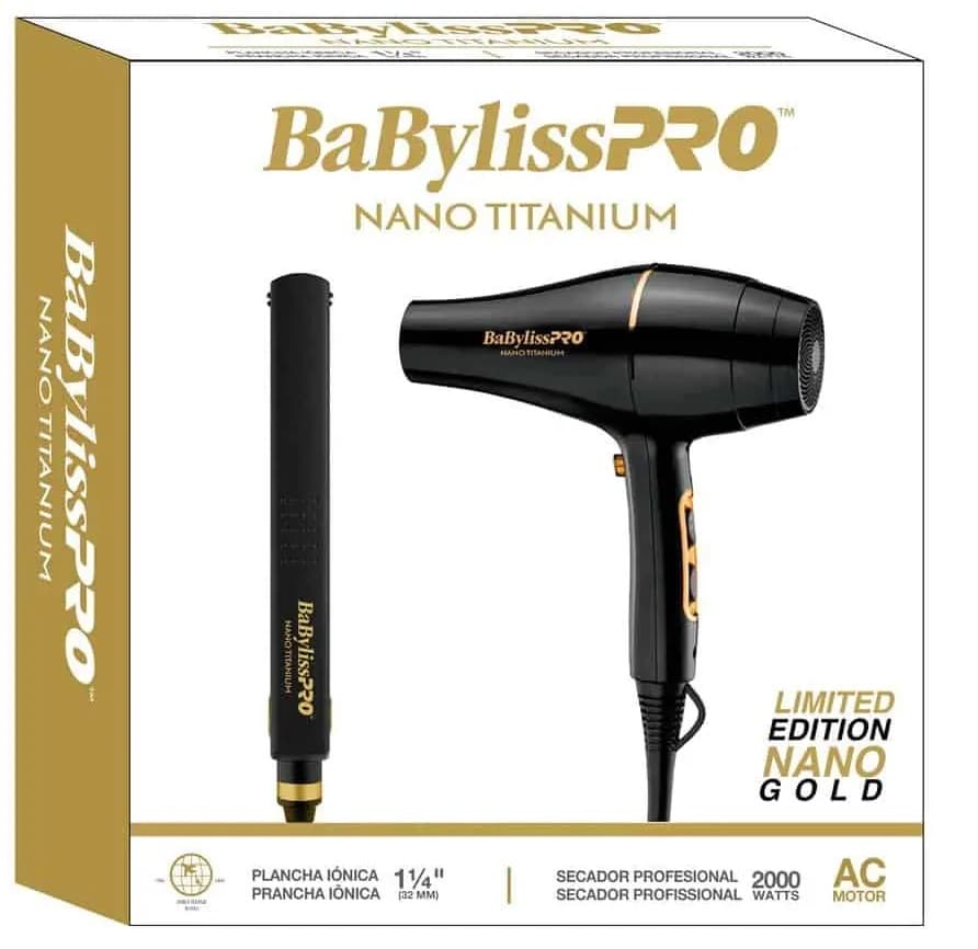 Kit BaByliss Pro Nano Titanium Chapinha + Secador BNTBGPP43UZ 2V - Black/Gold 4