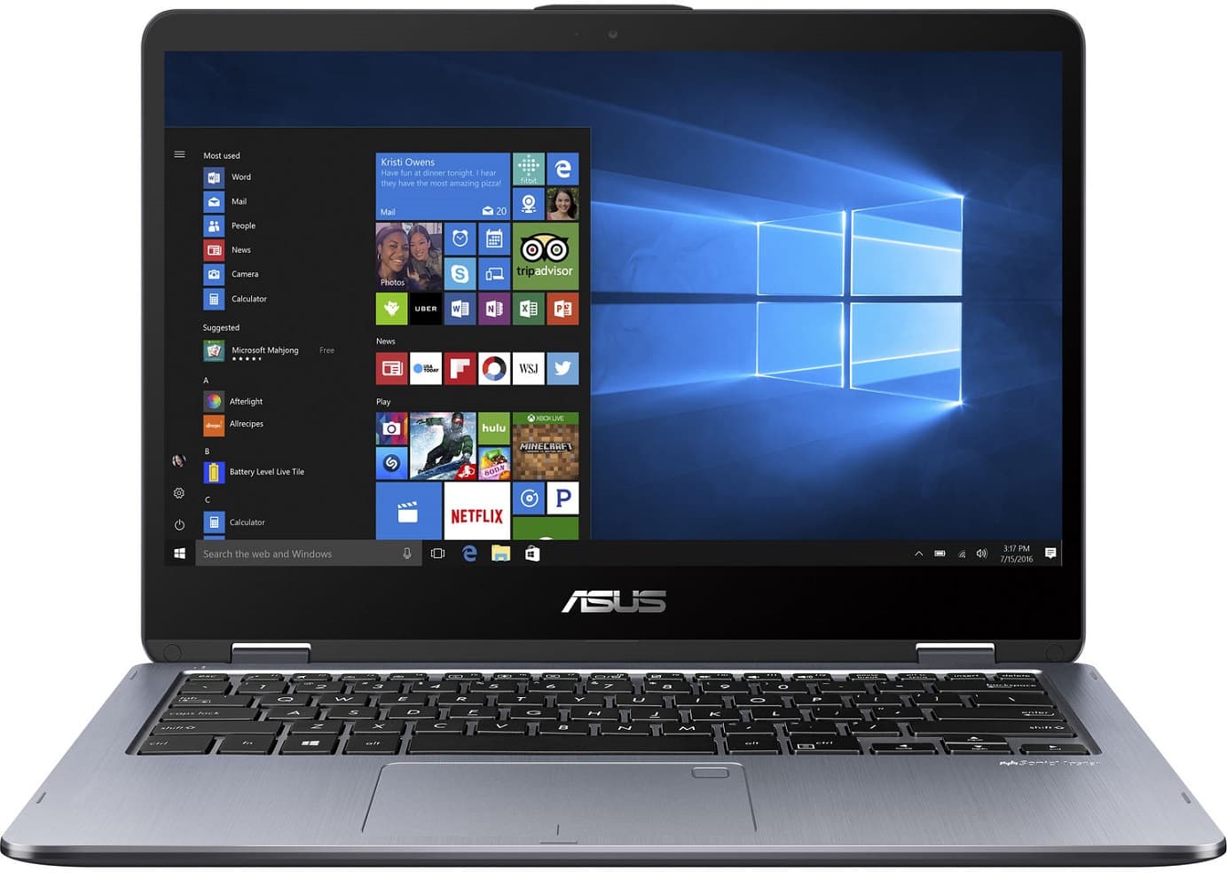 Notebook Asus VivoBook Flip TP412F TP412F-OS31T Intel Core i3-8145U 14" W10 4/128GB SSD - Star Grey 1