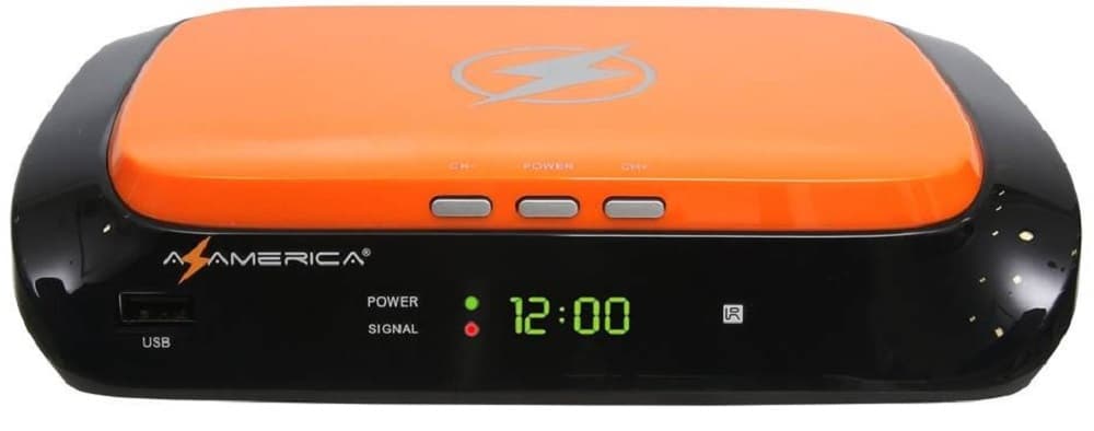 Receptor FTA Azamerica Champions 2/8GB Ultra HD Wi-Fi/Bluetooth/IPTV Bivolt - Preto/Laranja  1