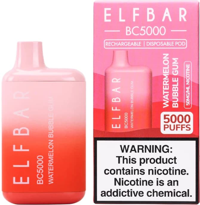 Vaper Pod Descartável Elfbar BC5000 5% Nicotina 5000 Puffs - Watermelon Bubble Gum