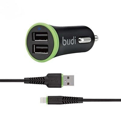 Carregador Veicular com Cabo USB Lightning Budi M8J061L-BLK 17W (1.2m) Preto 1