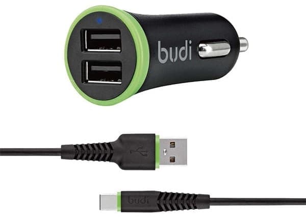 Carregador Veicular com Cabo USB Type C Budi M8J061T-BLK 17W (1.2m) Preto 1