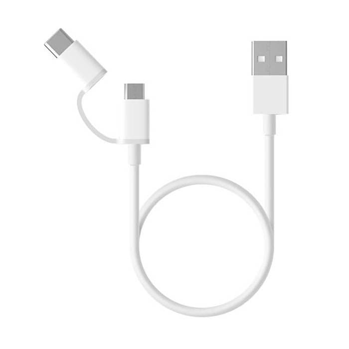 Cabo Xiaomi 2 em 1 USB-A/microUSB/USB-C SJX02ZM - 1 Metro
