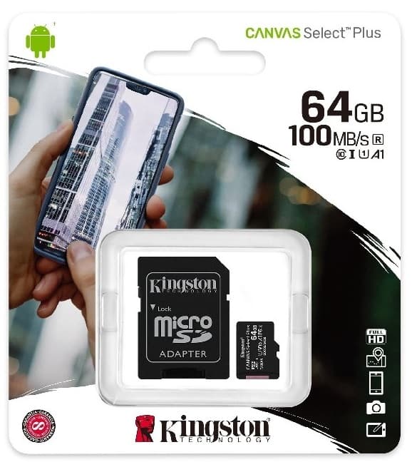 Memória Micro SD Kingston Canvas Select Plus SDCS2/64GB de 64GB - Preto