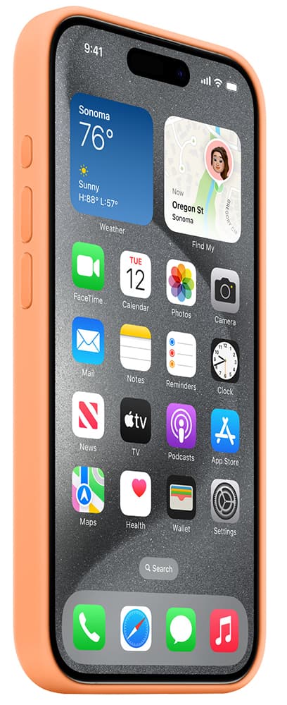 Apple Capa iPhone 15 Pro Silicone Case MT1H3ZM/A with MagSafe - Orange Sorbet 3