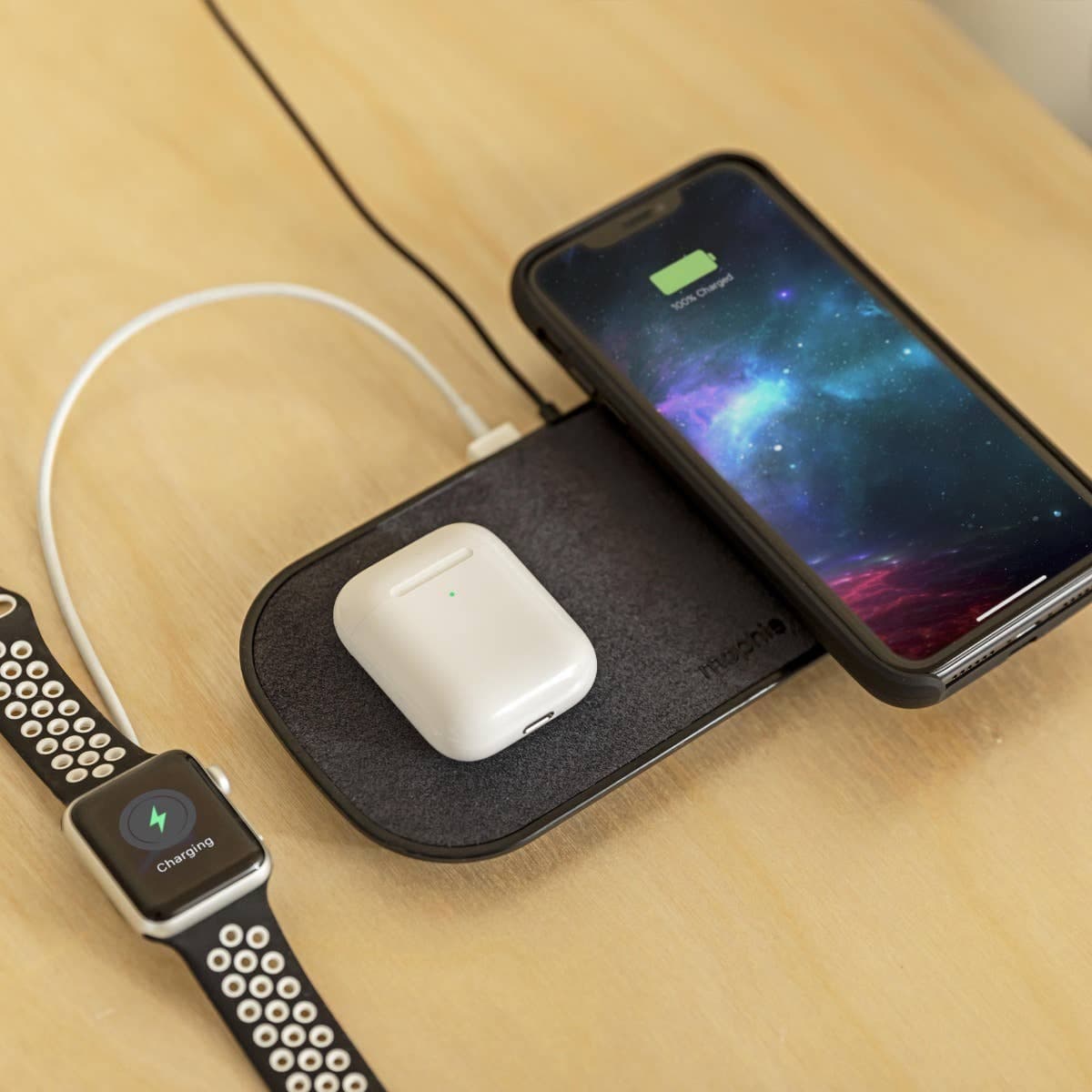 Cargador Wireless Mophie Dual Charging Pad 10w Negro 1
