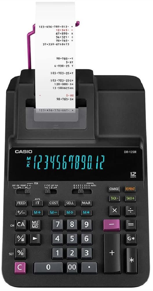Calculadora Casio Com Bobina DR-120R-BK Bivolt - Preto