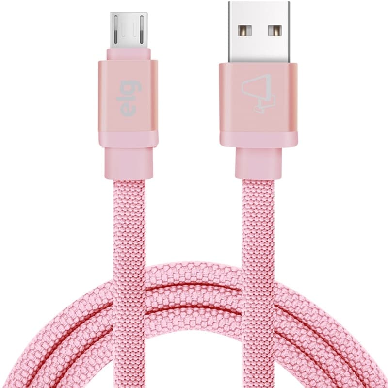 Cabo Micro USB ELG Canvas CNV510PK (1m) Rosa 1