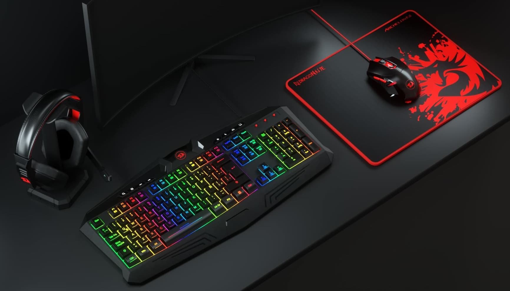 Combo Gaming Redragon S101-BA-2 4 em 1 Mouse + Mousepad + Headset + Teclado RGB 1