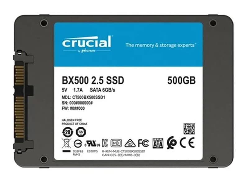 HD SSD Crucial BX500 500GB SATA 2.5" CT500BX500SSD1 550MB/S 1