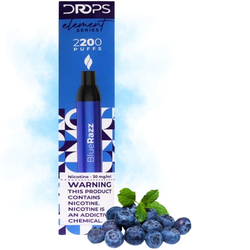 Vaper Descartável Drops Element Series 30mg Nicotina 2200 Puffs - Blue Razz