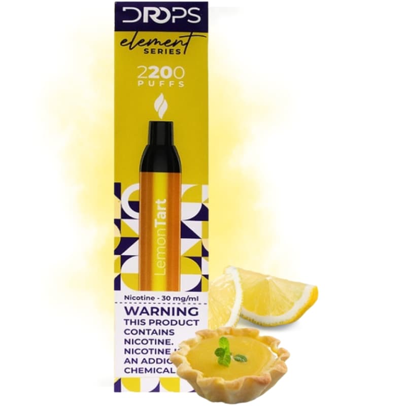 Vaper Descartável Drops Element Series 30mg Nicotina 2200 Puffs - Lemon Tart