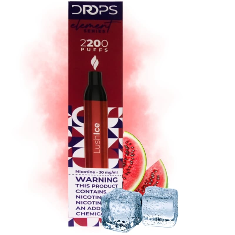 Vaper Descartável Drops Element Series 30mg Nicotina 2200 Puffs - Lush Ice