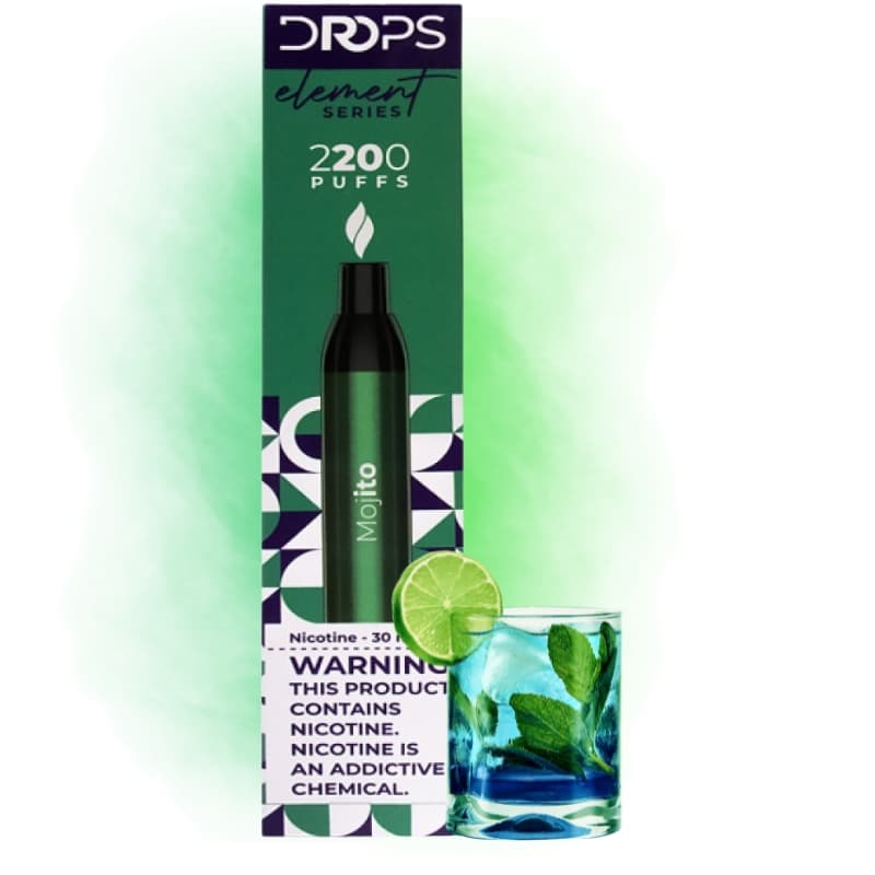 Vaper Descartável Drops Element Series 30mg Nicotina 2200 Puffs - Mojito
