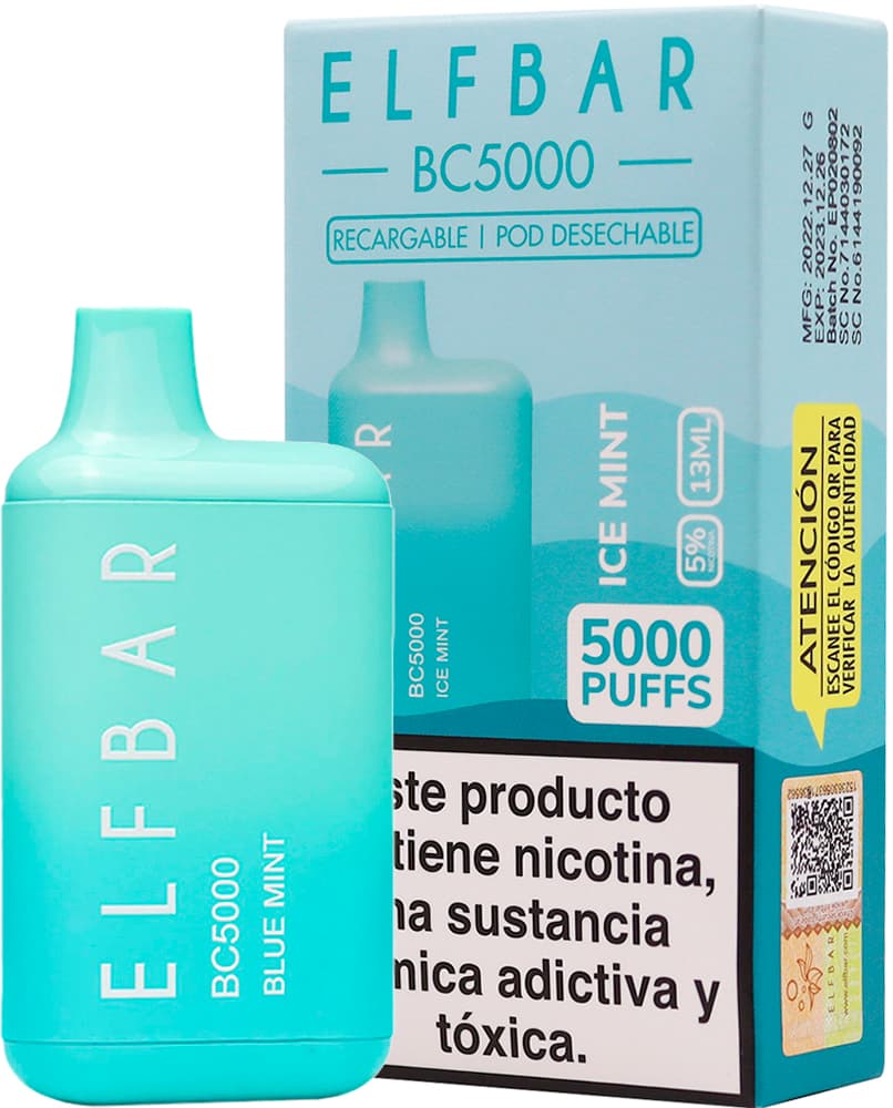 Vaper Pod Descartável Elfbar BC5000 5% Nicotina 5000 Puffs - Ice Mint
