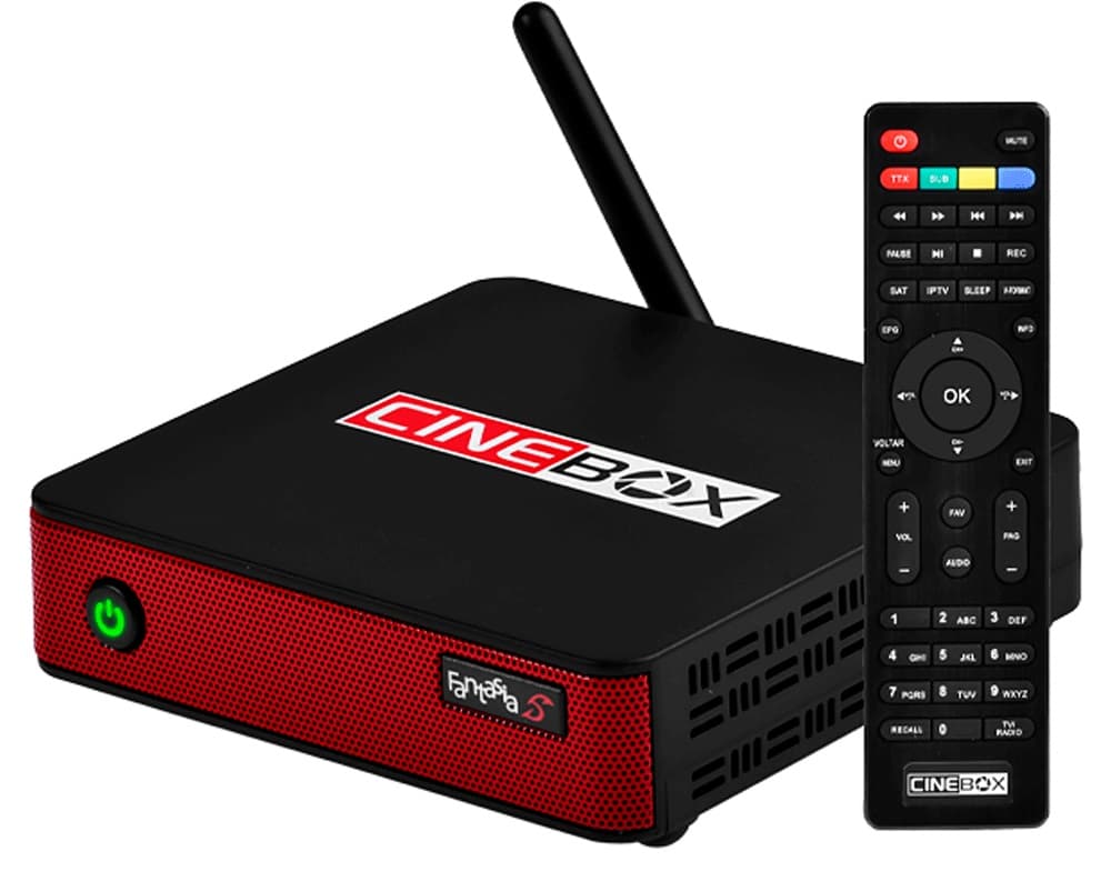 Receptor FTA Cinebox Fantasia S IPTV/Wi-Fi/HDMI/USB Bivolt - Preto/Vermelho 1