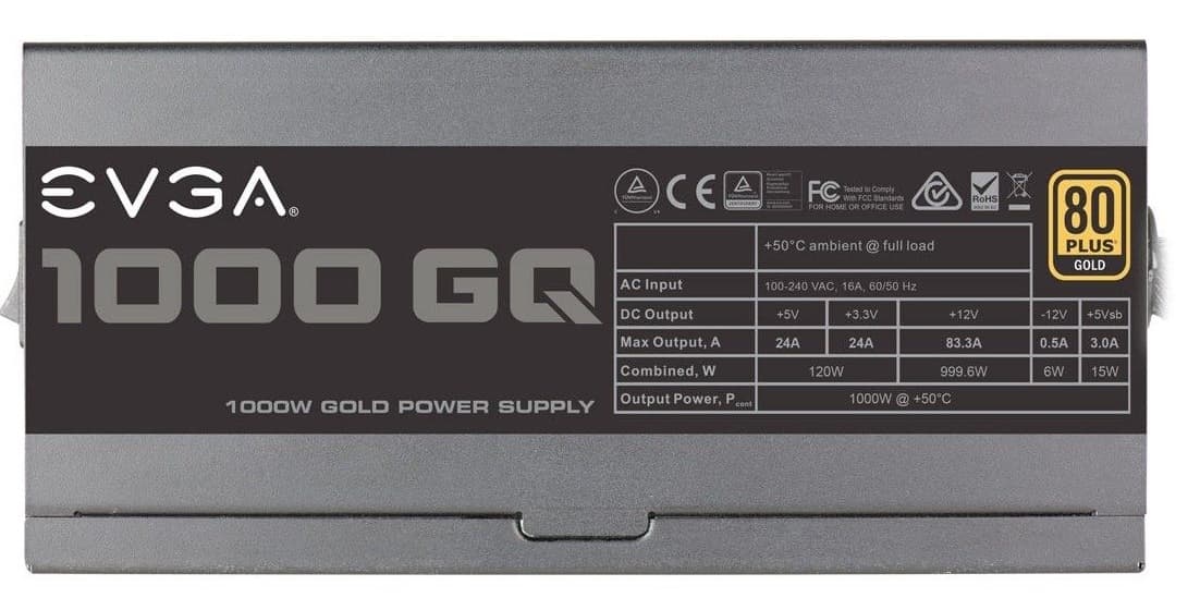 Fonte de alimentação EVGA 210-GQ-1000-V1 GQ 80 Plus Gold 1000W 4