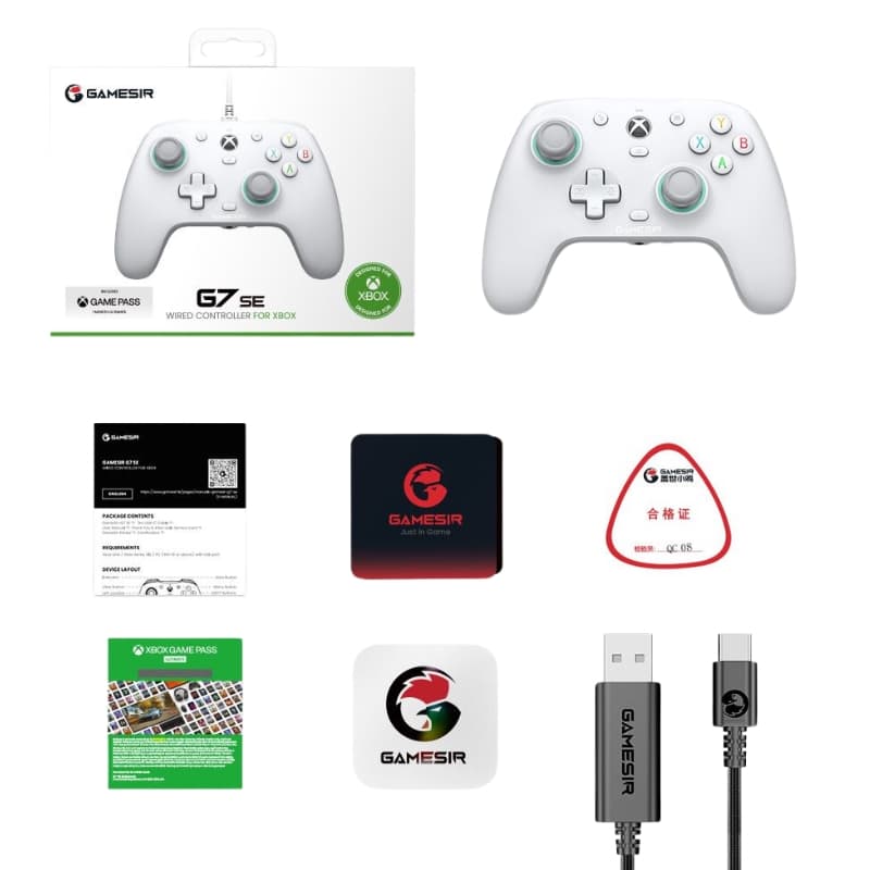 Controle GameSir G7 SE Xbox Series X|S/Xbox One/Windows White + Xbox Game Pass 1 Mes 1
